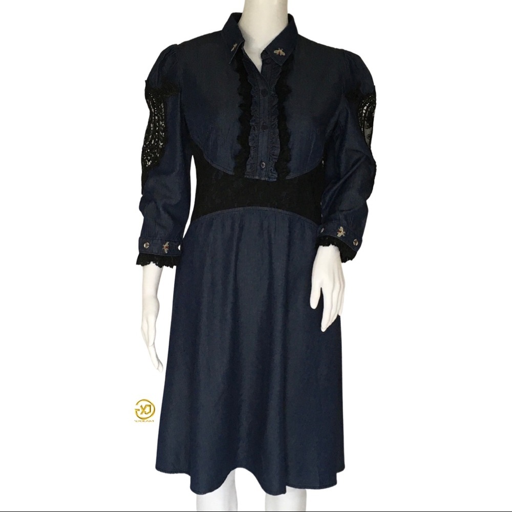 NWT Desigual Women's Mini Dress Lace Stamped Details Size 38
